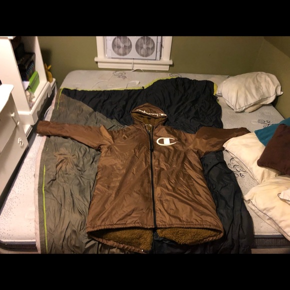 Champion Sherpa Lined Stadium Jacket Gold Size XL Retail $200 AF Tax New WO Tags - Picture 2 of 7